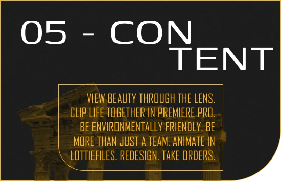 View beauty through the lens. Clip life together in Premiere Pro. Be environmentally friendly. Be more than just a team. Animate in LottieFiles. Redesign. Take orders.